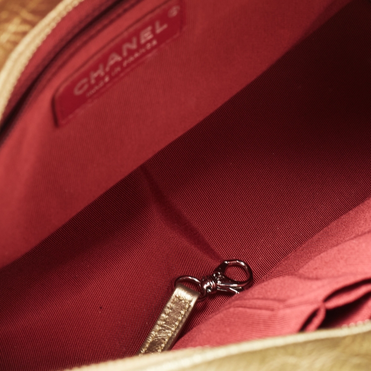 Pre Owned Chanel Gold Quilted Aged Leather Medium Gabrielle Hobo