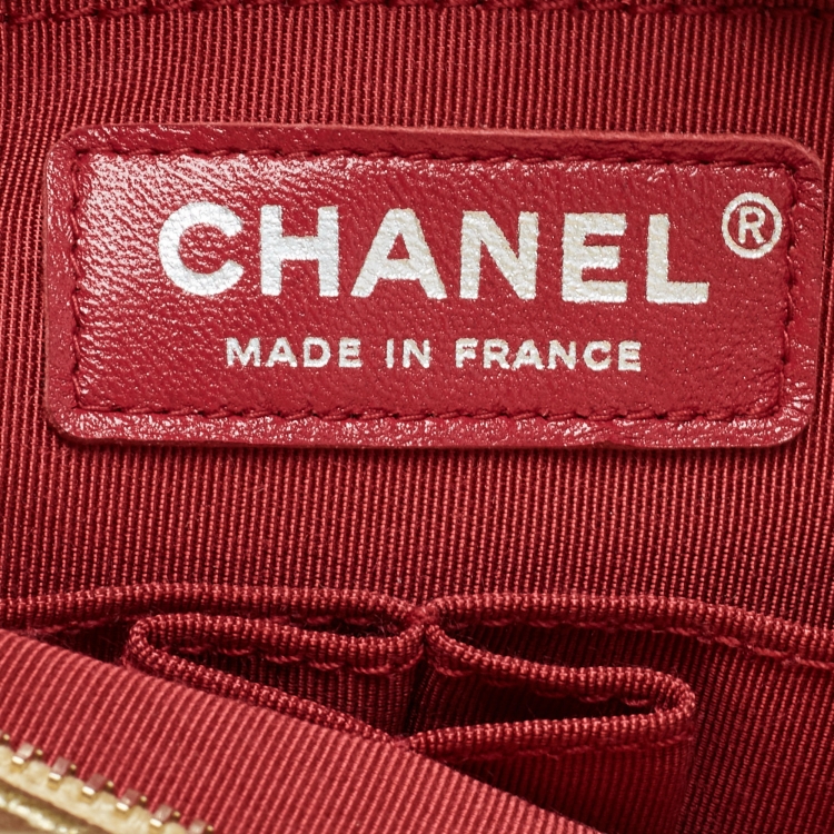 Pre Owned Chanel Gold Quilted Aged Leather Medium Gabrielle Hobo