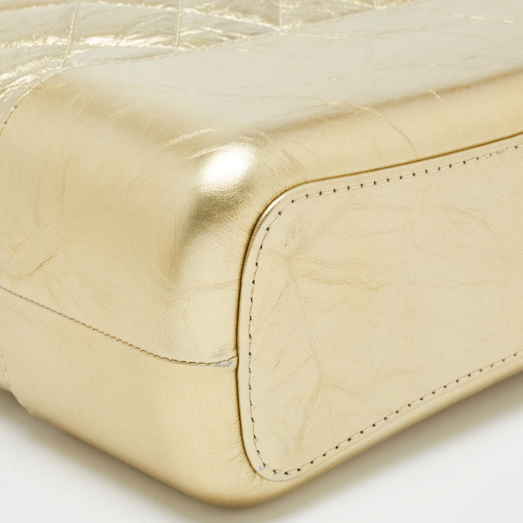 Pre Owned Chanel Gold Quilted Aged Leather Medium Gabrielle Hobo