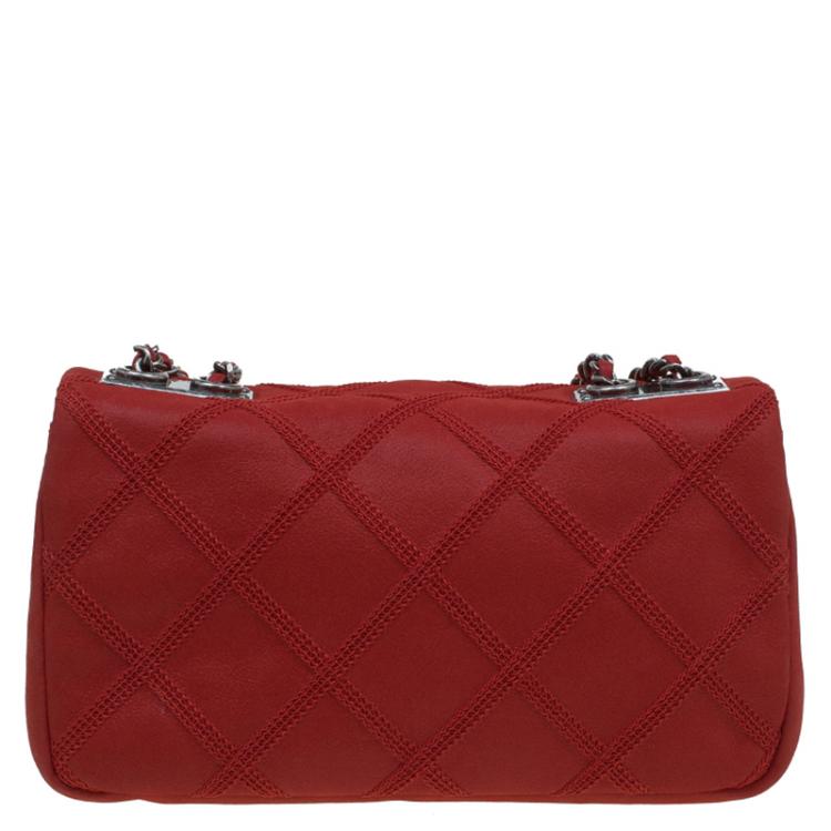 مملوكة مسبقًا Chanel Red Diamond Stitch Leather Mini Flap Bag