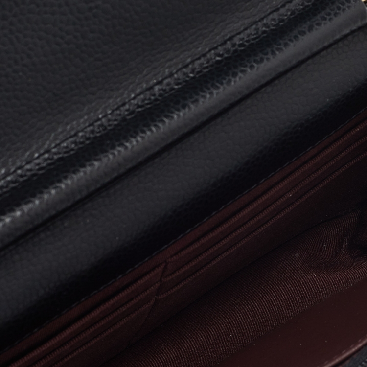 Pre Owned Chanel Black Quilted Caviar Leather Classic Wallet on Chain