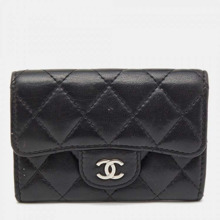 Chanel Black Caviar Leather CC Flap Card Case