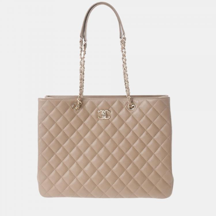 Chanel Beige Caviar Leather CC Tote Bag