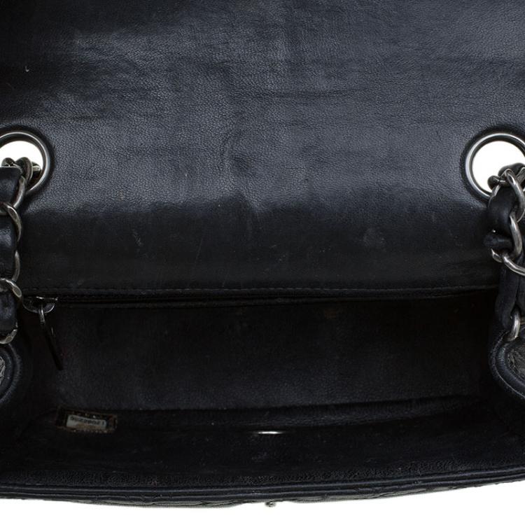 Pre Owned Chanel Black Embroidered CC Leather Mini Square Classic Flap Bag