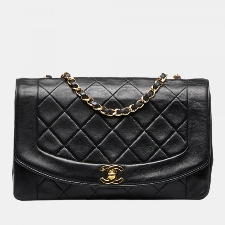 Chanel Black Leather Diana Flap Crossbody Bag