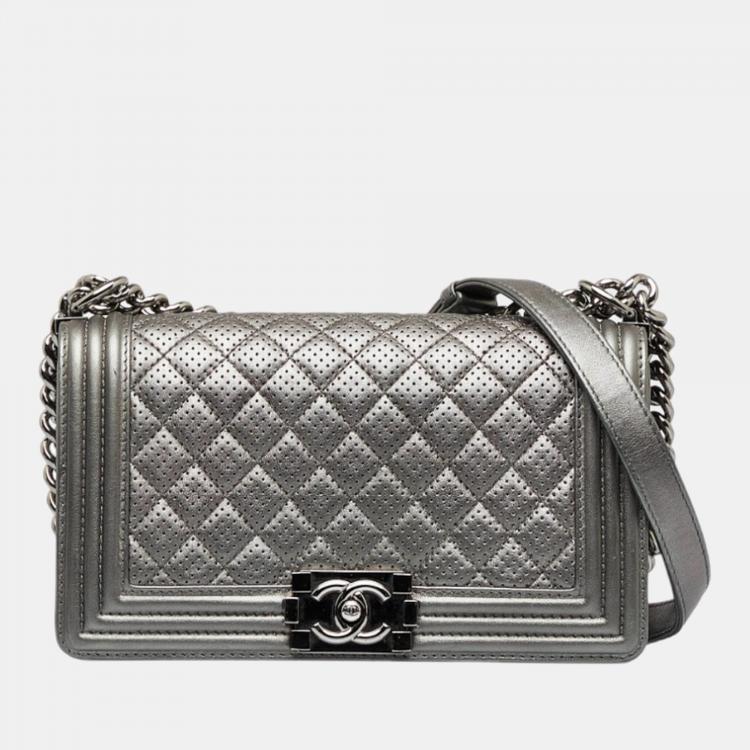 Chanel Grey Medium Perforated Boy Bag