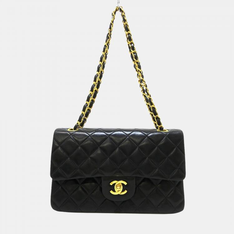 Chanel Black Leather cc Double flap bag