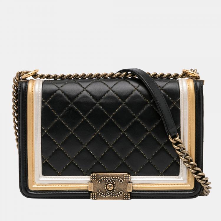 Chanel Black Medium Tricolor Boy Flap Bag