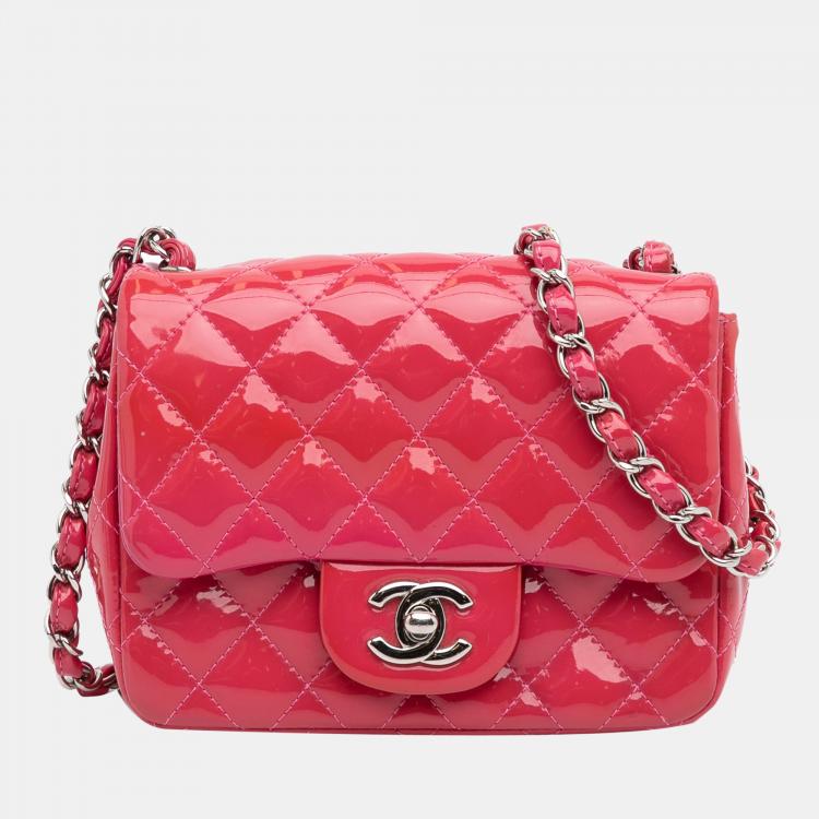 Chanel Pink Mini Patent Classic Square Single Flap