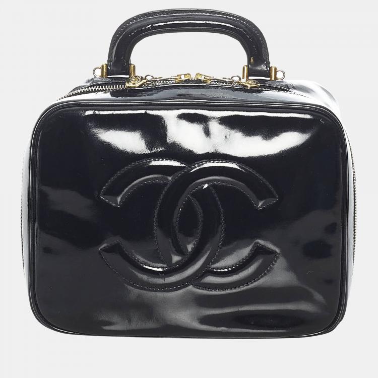 Chanel Black CC Patent Leather Vanity Case