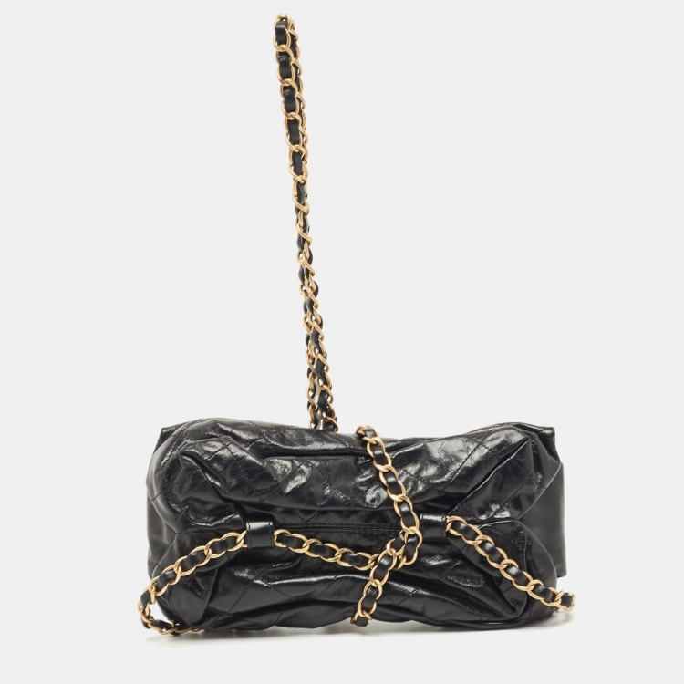 Pre Owned Chanel Black Quilted Leather Paris-Bombay Baluchon Bag