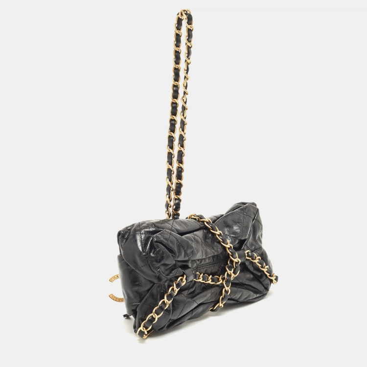 Pre Owned Chanel Black Quilted Leather Paris-Bombay Baluchon Bag