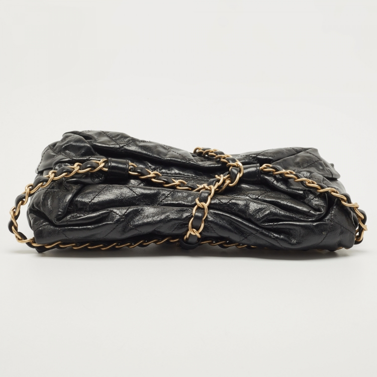 Pre Owned Chanel Black Quilted Leather Paris-Bombay Baluchon Bag