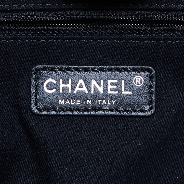 Pre Owned Chanel Beige/Black Canvas and Leather Large Deauville Shopper Tote