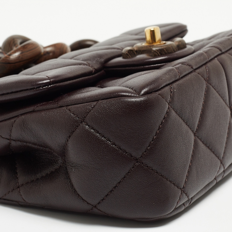 مملوكة مسبقًا Chanel Burgundy Quilted Leather and Wood Mini Flap Bag 