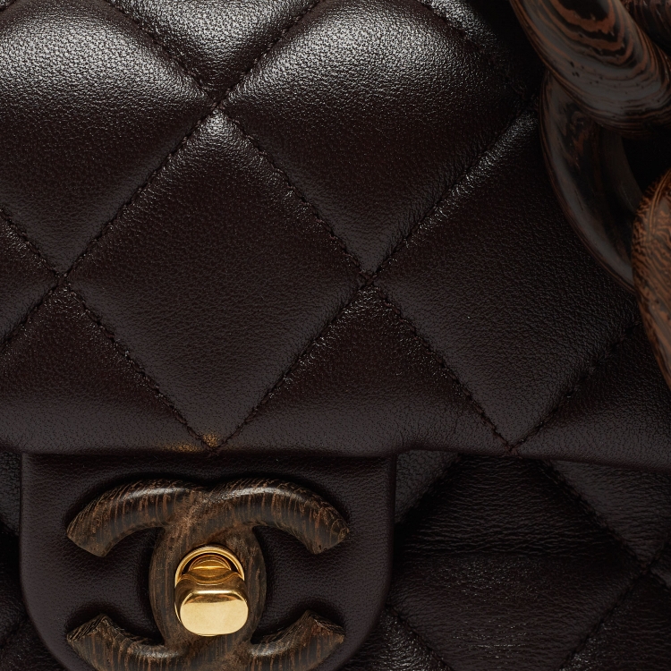 مملوكة مسبقًا Chanel Burgundy Quilted Leather and Wood Mini Flap Bag 