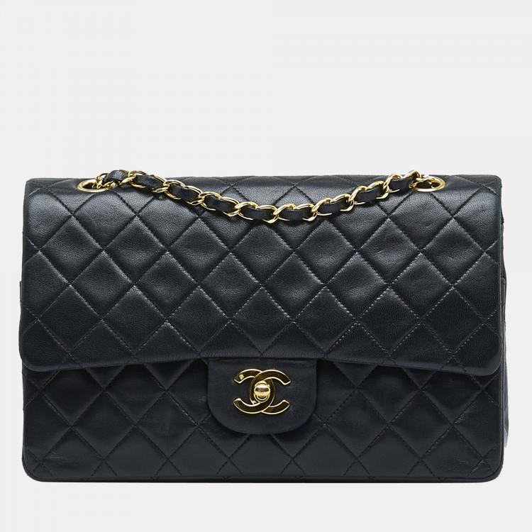 Chanel Black Classic Medium Lambskin Double Flap Bag