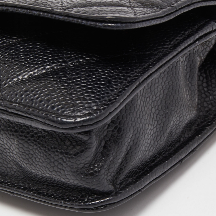 Pre Owned Chanel Black Quilted Caviar Leather Classic WOC Bag