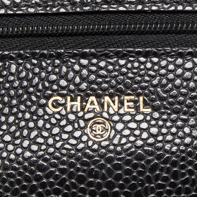 Pre Owned Chanel Black Quilted Caviar Leather Classic WOC Bag