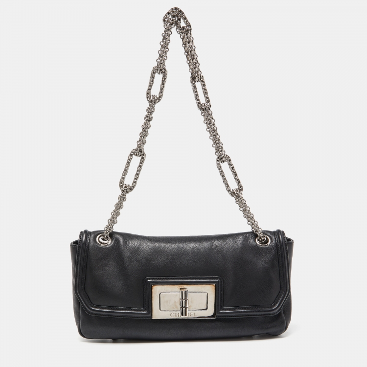 Chanel Black Leather Mademoiselle Lock Flap Shoulder Bag