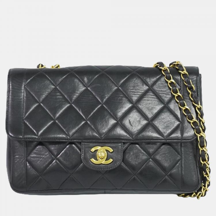 Chanel Black Leather Vintage Diana Shoulder Bag