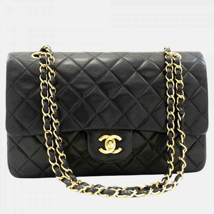 Chanel Black Leather Medium Classic Double Flap Shoulder Bag