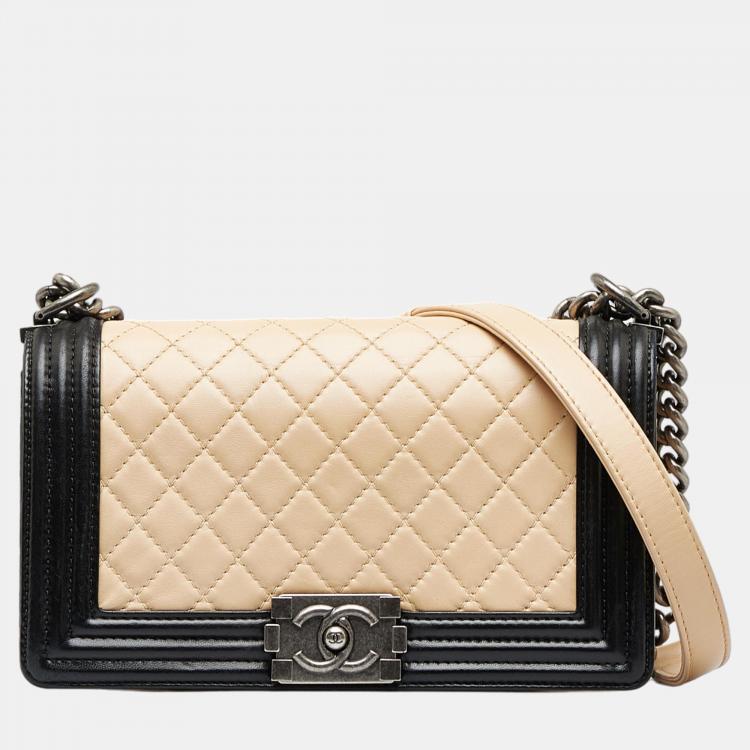 Chanel Beige/Brown Medium Bicolor Boy