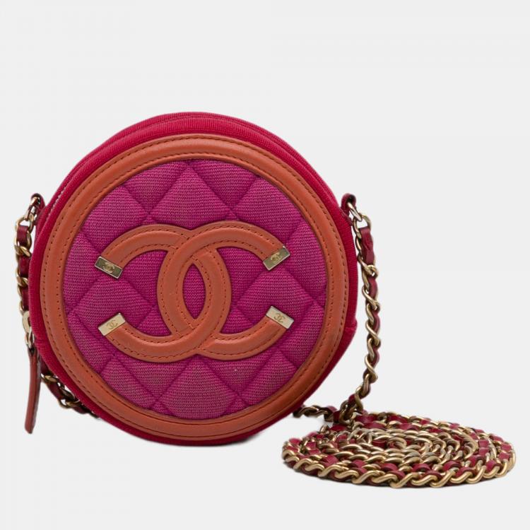 Chanel Pink CC Filigree Jersey Crossbody Bag