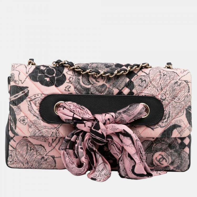 Chanel Pink Camellia Scarf Ribbon Shoulder Bag