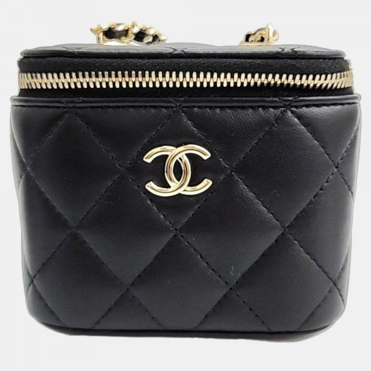 Chanel Black Leather cc Vanity Case