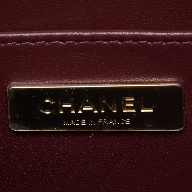 Pre Owned Chanel Burgundy Quilted Leather Vanity Case Box Bag