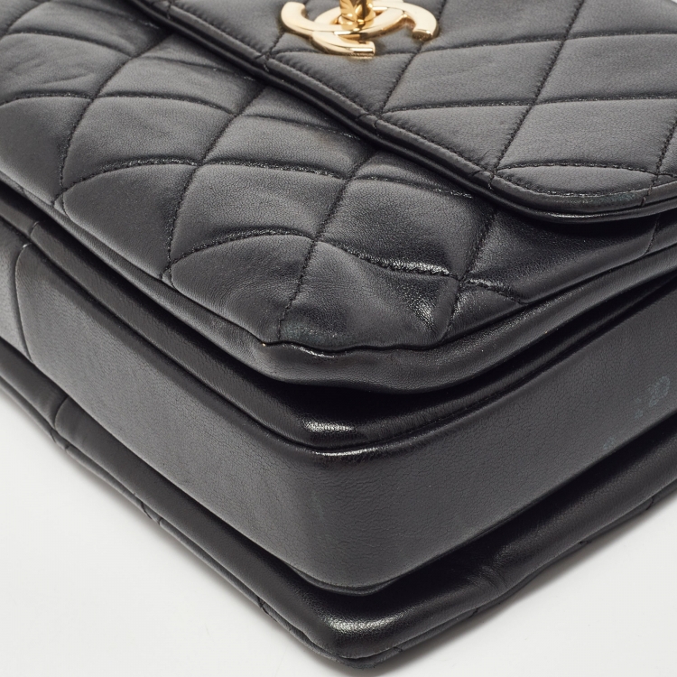 Pre Owned Chanel Black Quilted Leather Small Trendy CC Flap Top Handle Bag