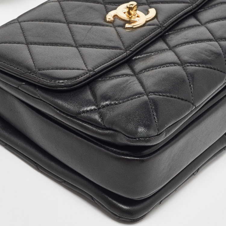 Pre Owned Chanel Black Quilted Leather Small Trendy CC Flap Top Handle Bag