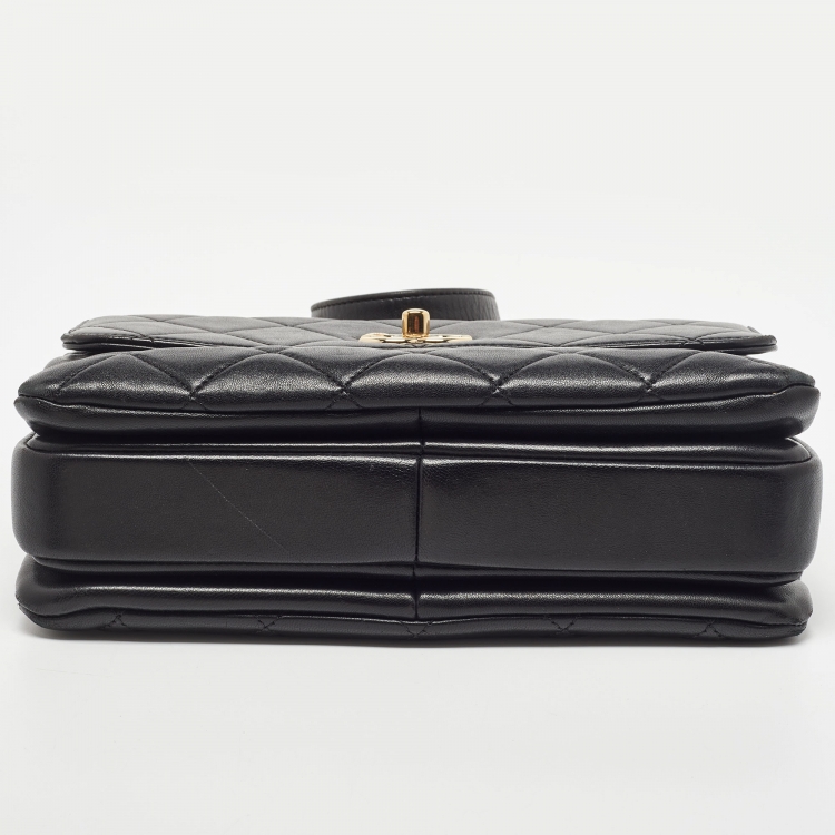 Pre Owned Chanel Black Quilted Leather Small Trendy CC Flap Top Handle Bag