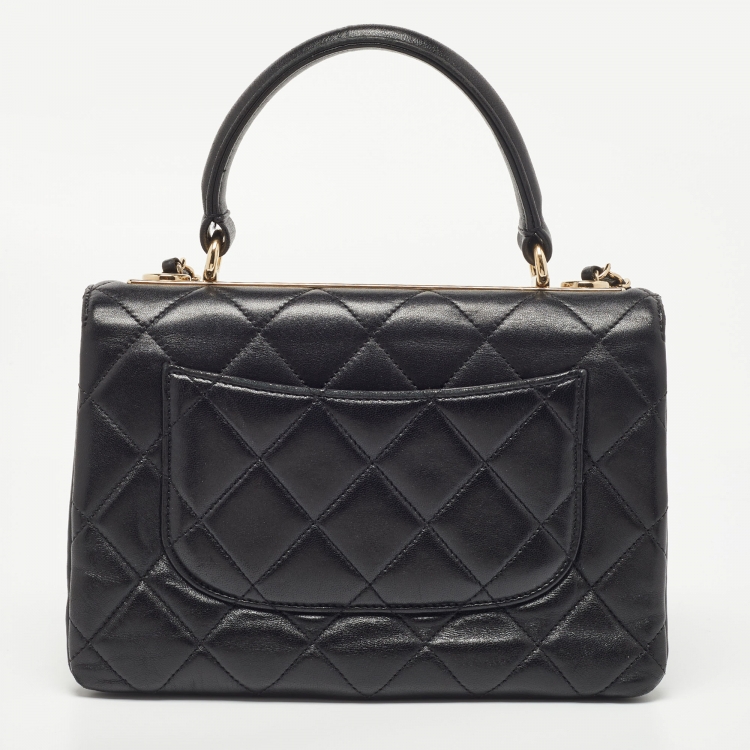 Pre Owned Chanel Black Quilted Leather Small Trendy CC Flap Top Handle Bag