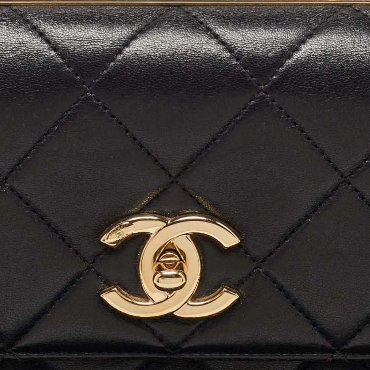 Pre Owned Chanel Black Quilted Leather Small Trendy CC Flap Top Handle Bag