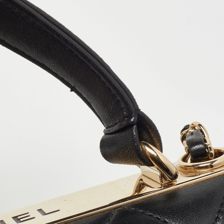 Pre Owned Chanel Black Quilted Leather Small Trendy CC Flap Top Handle Bag