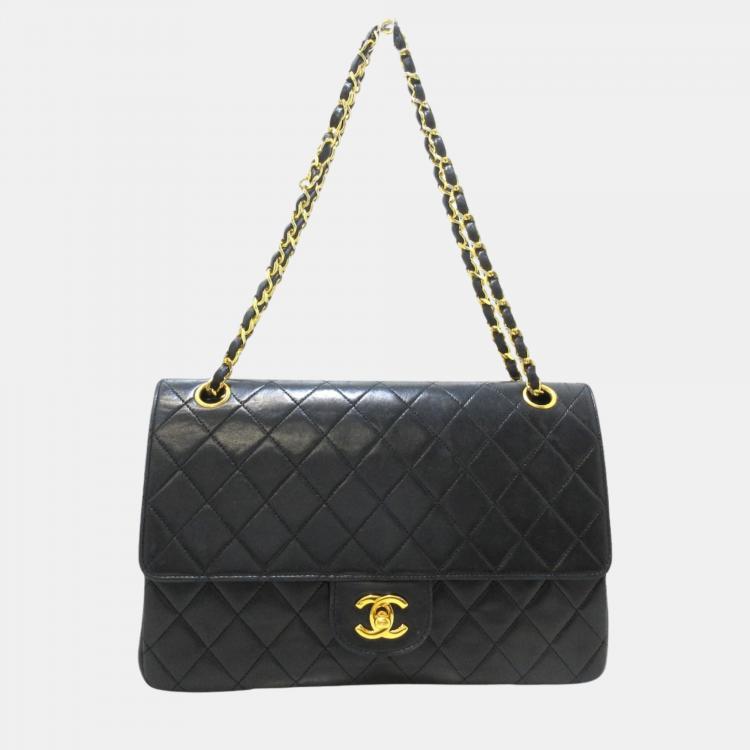 Chanel Black Leather Double flap shoulder bag