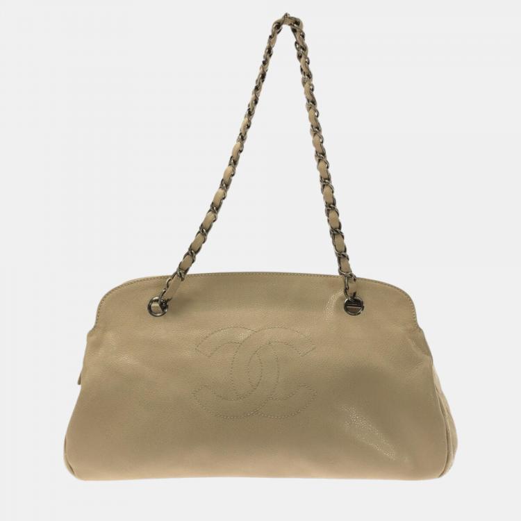 Chanel Beige Leather Bowling shoulder Bag