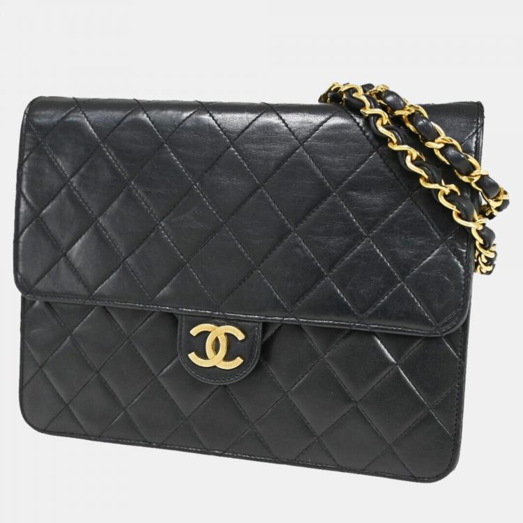 Chanel Black Leather Quilted Square Flap Bag Shoulder Bag