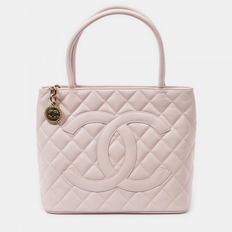 Chanel Pink Leather Caviar Medallion Tote