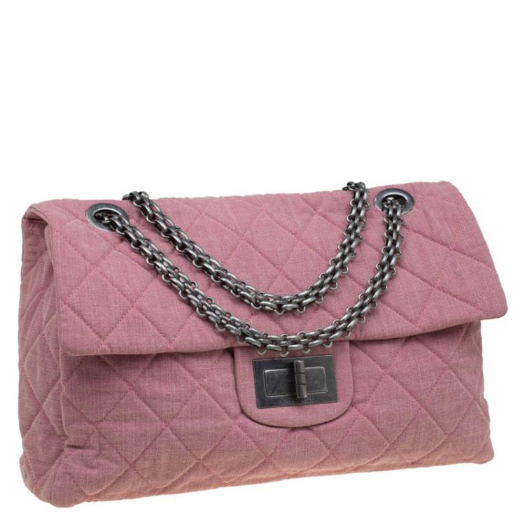 Pre Owned Chanel Pink Quilted Fabric Limited Edition XXL Reissue Travel Bag