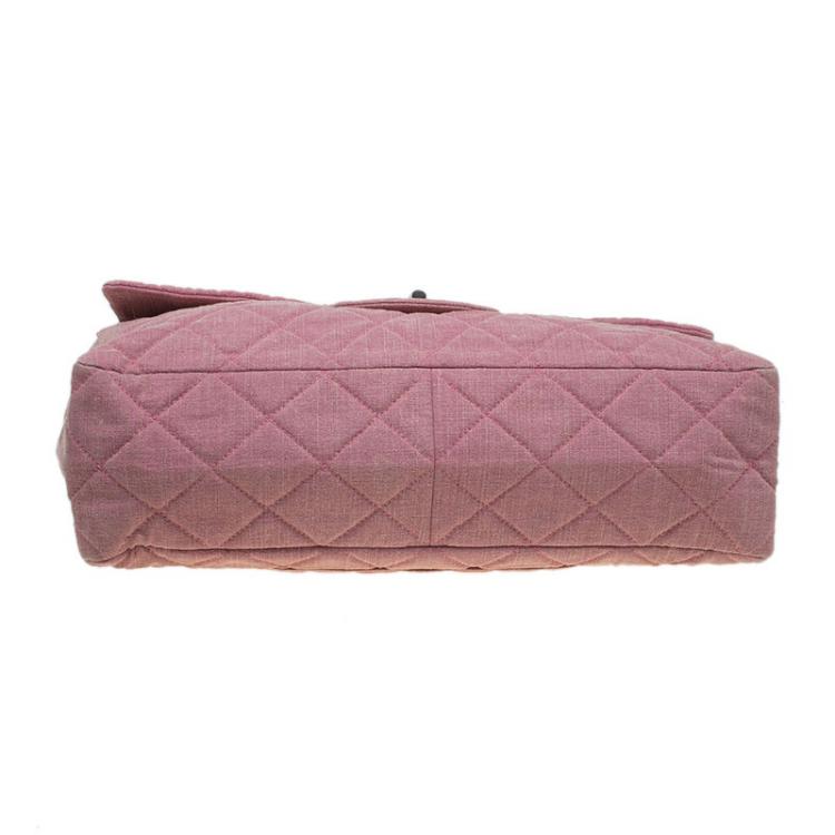 Pre Owned Chanel Pink Quilted Fabric Limited Edition XXL Reissue Travel Bag