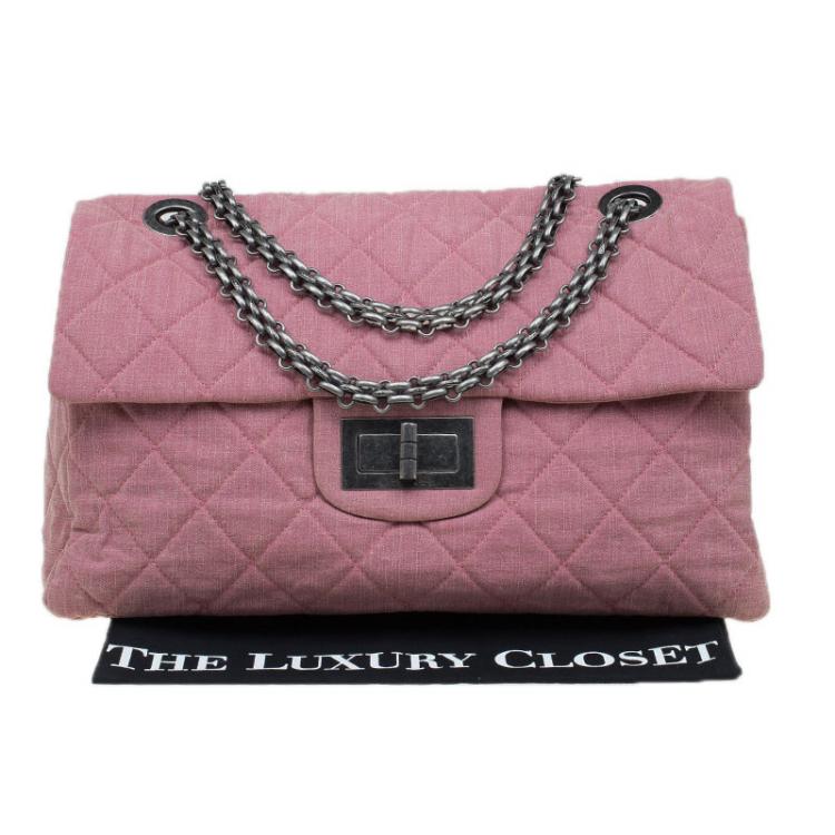 Pre Owned Chanel Pink Quilted Fabric Limited Edition XXL Reissue Travel Bag