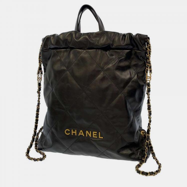 Chanel Black Leather 22 Large Backpack Chanel The Luxury Closet