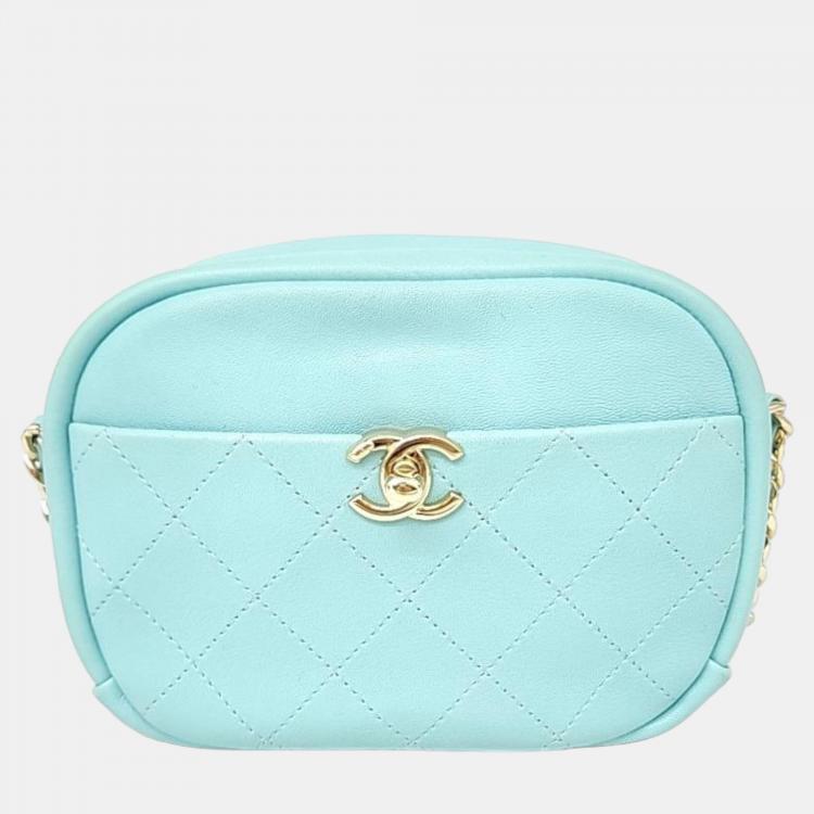 Chanel Blue Leather Small Camera Shoulder Bag