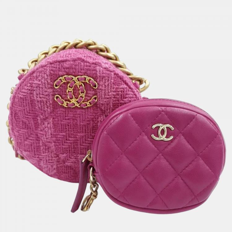 Chanel 19S pink round clutch