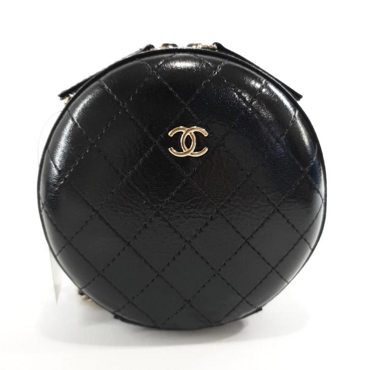 Chanel Black Patent Leather Round CC Chain Shoulder Bag Chanel