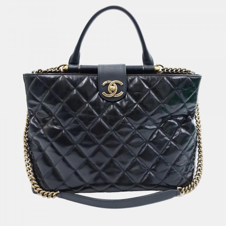 Chanel Black Quilted Leather CC Tote Bag Chanel