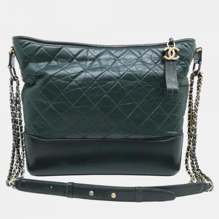 Chanel Green Leather Large Gabrielle Shoulder Bag
